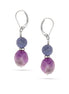 Rhodium-Tone Netal Blue And Purple Natural Stone Drop Earrings
