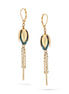 Gold-Tone Metal Green Natural Stone Drop Earrings