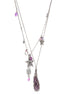 Rhodium-Tone Metal Perple Stone Layered Necklace