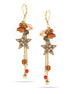 Gold-Tone Metal Brown Crystal Star Tassel Earrings