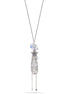 Silver-Tone Metal Star And Clear Crystal Stone Adjustable Lobster Claw Closure Tassel Necklaces
