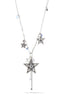 Silver-Tone Metal Star Adjustable Lobster Claw Closure Crystal Necklaces