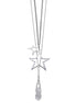 Silver-Tone Metal Star Crystal Drop Long Gnecklace 