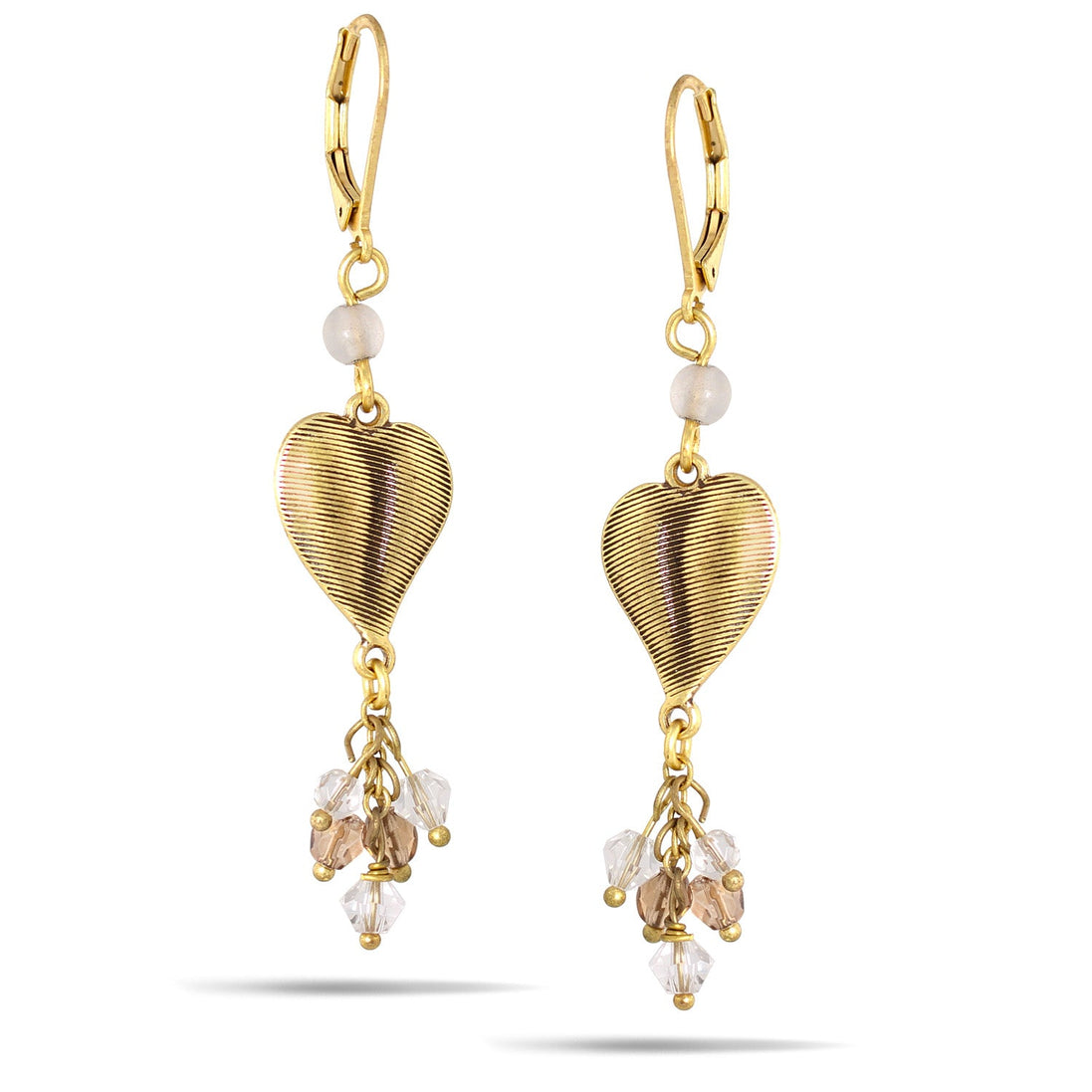 Gold-Tone Metal Heart Drop Earrings