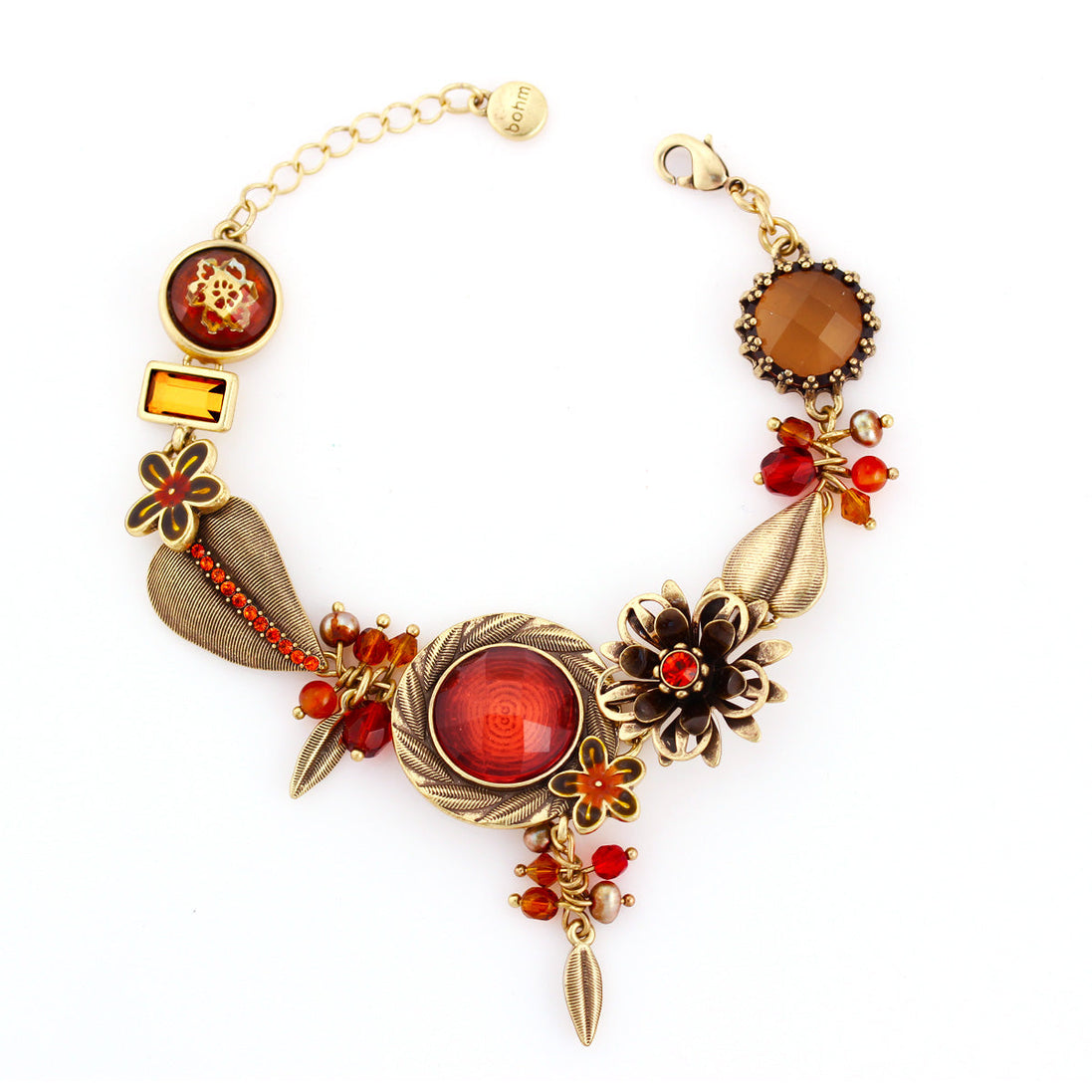 Gold-Tone Metal Red Crystal Wrap Around Bracelets