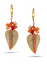 Gold-Tone Metal Leaves Red Crystal Drop Earrings