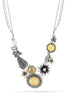 Silver-Tone Metal Flower And Leaf Crystal Necklace