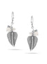 Silver-Tone Metal Leaf Crystal Drop Earrings