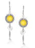 Silver-Tone Metal Yellow Crystal Drop Earrings