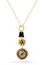 Gold-Tone Metal Flower Black Necklace