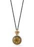 Gold-Tone Metal Flower Black Rope Chain Necklace