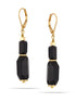Gold-Tone Metal Black Drop Earrings