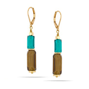 Gold-Tone Metal Green And Smokey Drop Earrings