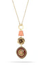 Gold-Tone Metal Flower Burgundy Necklace