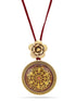 Antique-Gold Tone Metal Flower Filigree Burgundy Round Faceted Pendant Necklace