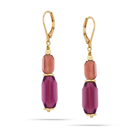 Gold-Tone Metal Purple Drop Earrings
