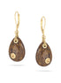 Gold-Tone Metal Brown Teardrop And Gold Crystal Earrings