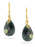 Gold-Tone Metal Green Agate Faceted Teardrop Crystal Earrings