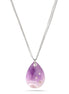 Silver-Tone Metal Amethyst Faceted Teardrop Crystal Earrings