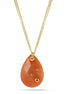 Gold-Tone Metal Chain Carnelian Color Teardrop Stone Red Crystal Pendant Necklace