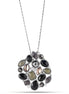 Silver-Tone Metal Black Olive And Smokey Pendant Crystal Necklace