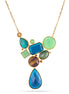 Gold-Tone Metal Green And Tiger'S Eye Stone Necklace