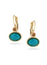 Gold-Tone Metal Deep Aqua Green Stone Smokey Crystal Drop Earrings