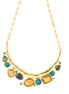 Gold-Tone Metal Multi Color Stone Chocker Necklace