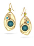 Gold-Tone Metal Deep Aqua Green Stone Green And Blue Crystal Drop Earrings