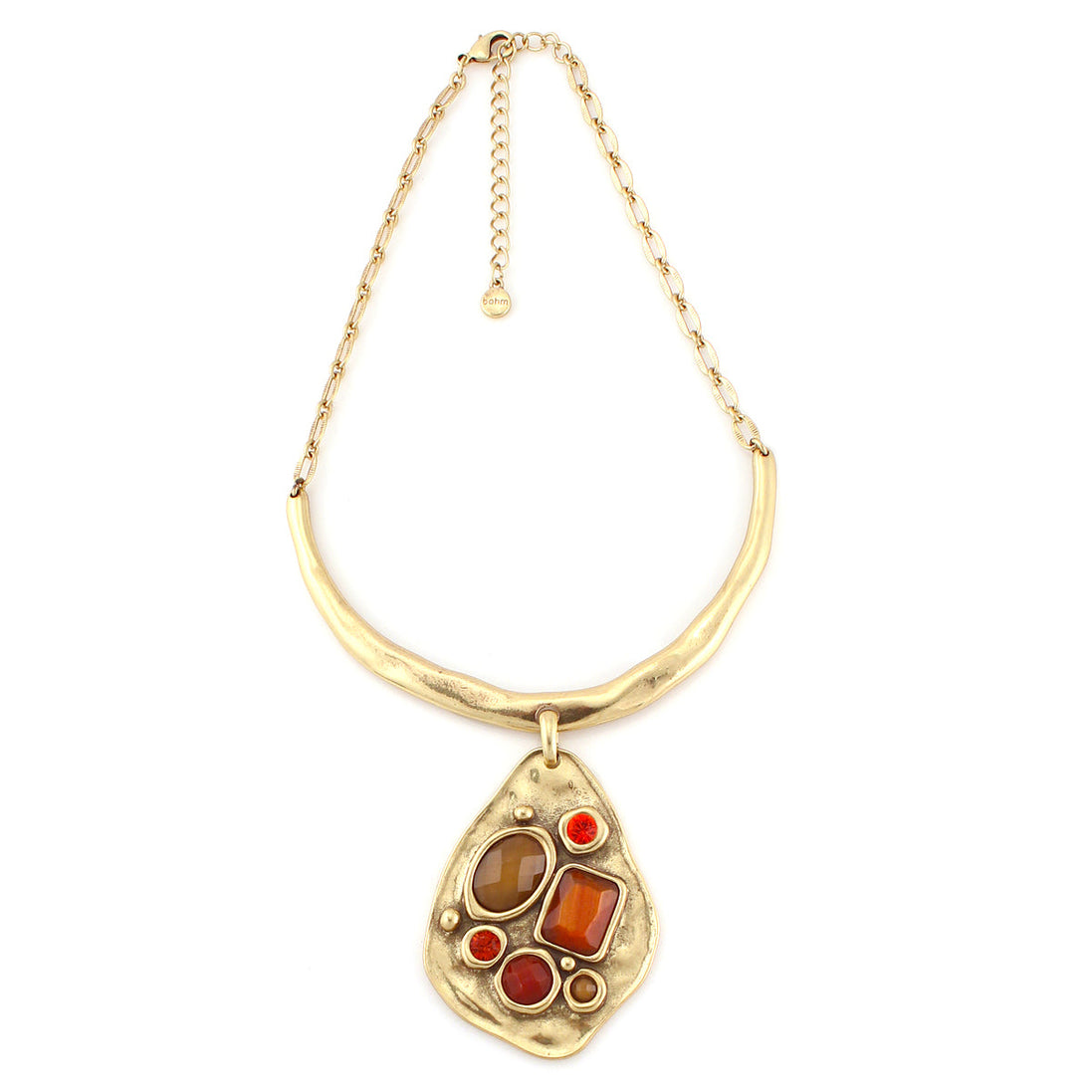 Gold-Tone Metal Multi Color Stone Chocker Necklace