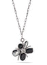Hematite-Tone Metal Black And Hematite Stone White Crystal Necklace