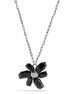 Hematite-Tone Metal Filigree Red And Black Crystal Pendant Necklace