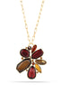 Gold-Tone Metal Red And Orange Crystal Pendnt Necklace