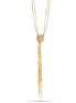 Gold-Tone Metal Star White Crystal Tassel Necklace
