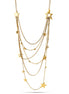 Gold-Tone Metal Star And Moon Crystal Layered Necklace