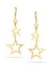 Gold-Tone Metal White Crystal 3 Star  Earrings
