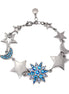 Hematite-Tone Metal Star Blue Crystal Bracelets