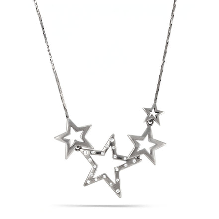 Rhodium-Tone Metal Star Blue Crystal Necklace