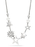 Rhodium-Tone Metal Star White Crystal Necklace