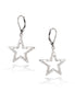 Rhodium-Tone Metal White Crystal Star  Earrings