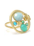 Gold-Tone Meal Blue And Turquoise Stone Crtstal Rings
