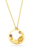 Gold-Tone Metal Flower Yellow And Brown Faceted Stone Crystal Pendant Necklace