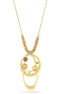 Gold-Tone Metal Brown And Yellow Stone Pendant Necklace