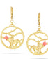 Gold-Tone Metal Lion Charm Drop Earrings