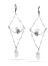 Silver-Tone Metal Love Birds Cream Teardrop Earrings