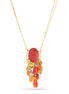 Gold-Tone Metal Multi Color Beadsflower Drop Necklace
