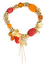 Gold-Tone Metal Flowers And Butterfly Coral Stretch Bracelets