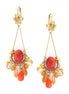 Gold-Tone Metal Flower  Coral Drop Earrings