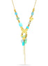 Gold-Tone Metal Butterfly Green And Blue Beads Adjustable Lobster Claw Closure Necklaces