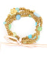Gold-Tone Metal Blue And Green Beads Stretch Bracelets